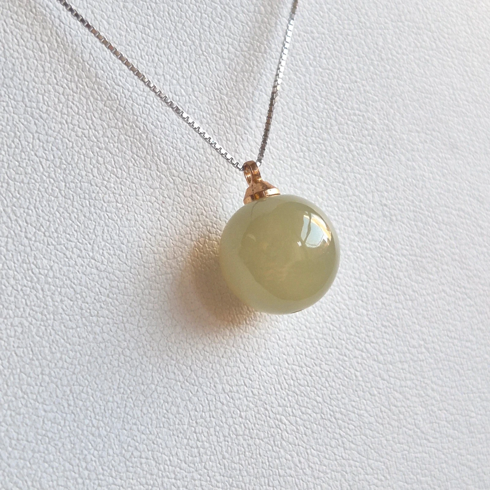 #Natuurlijk onbehandeld Nefriet jade hanger met S925 zilveren ketting – photo 4